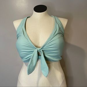 NWT Kona Sol 24W Bikini Top Mint Green Tie-Front